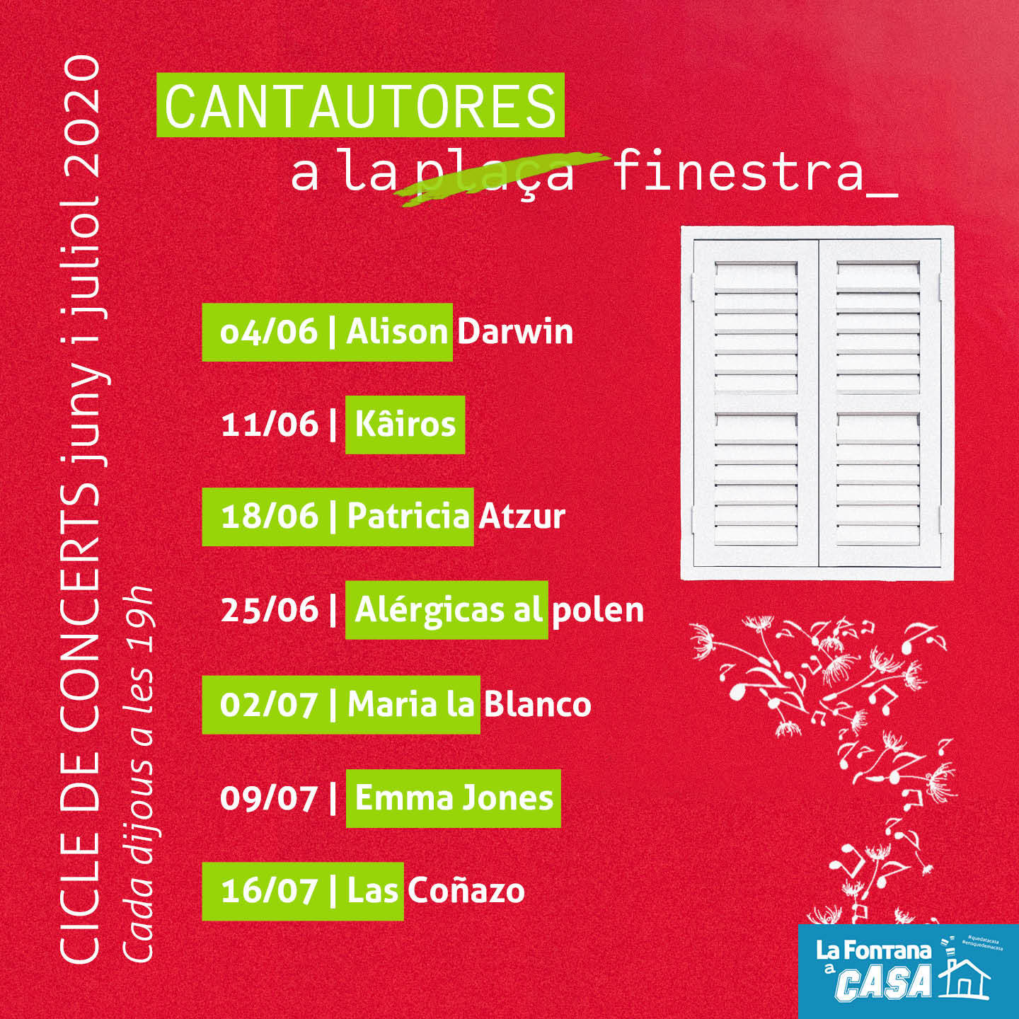 Concerts a la finestra els dijous a les 19 h